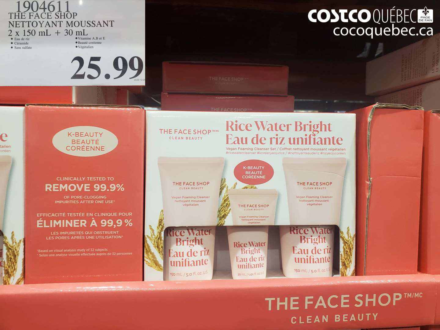 1904611 THE FACE SHOP NETTOYANT MOUSSANT 2 x 150 mL + 30 mL $25.99