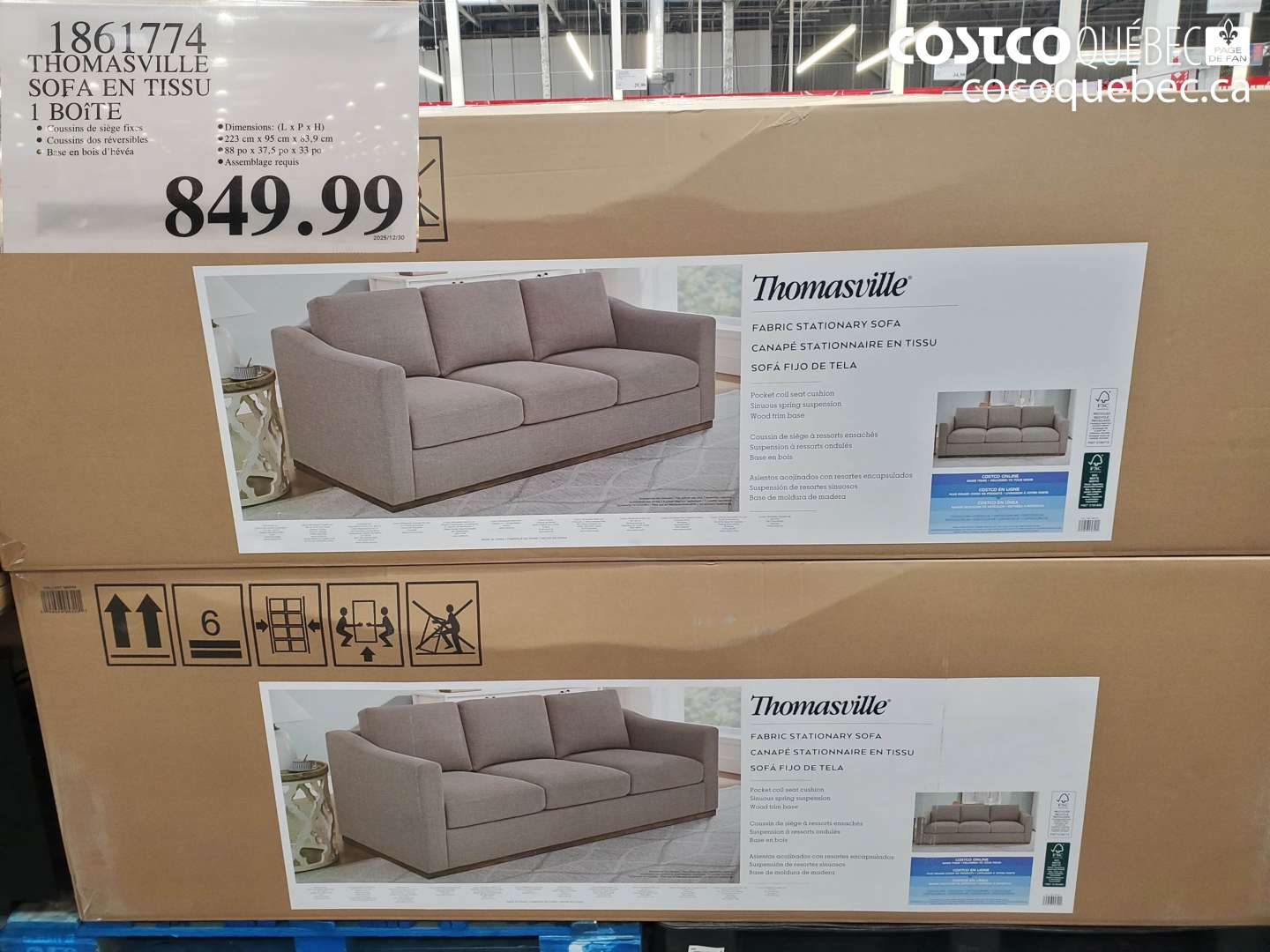 1861774 THOMASVILLE SOFA EN TISSU $849.99