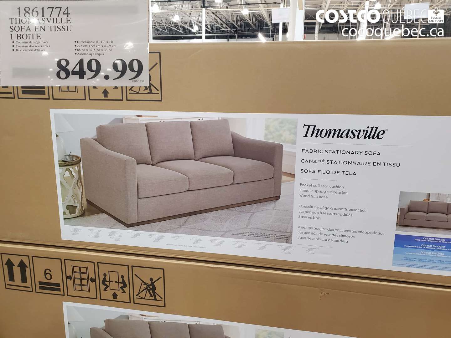 1861774 THOMASVILLE SOFA EN TISSU $849.99