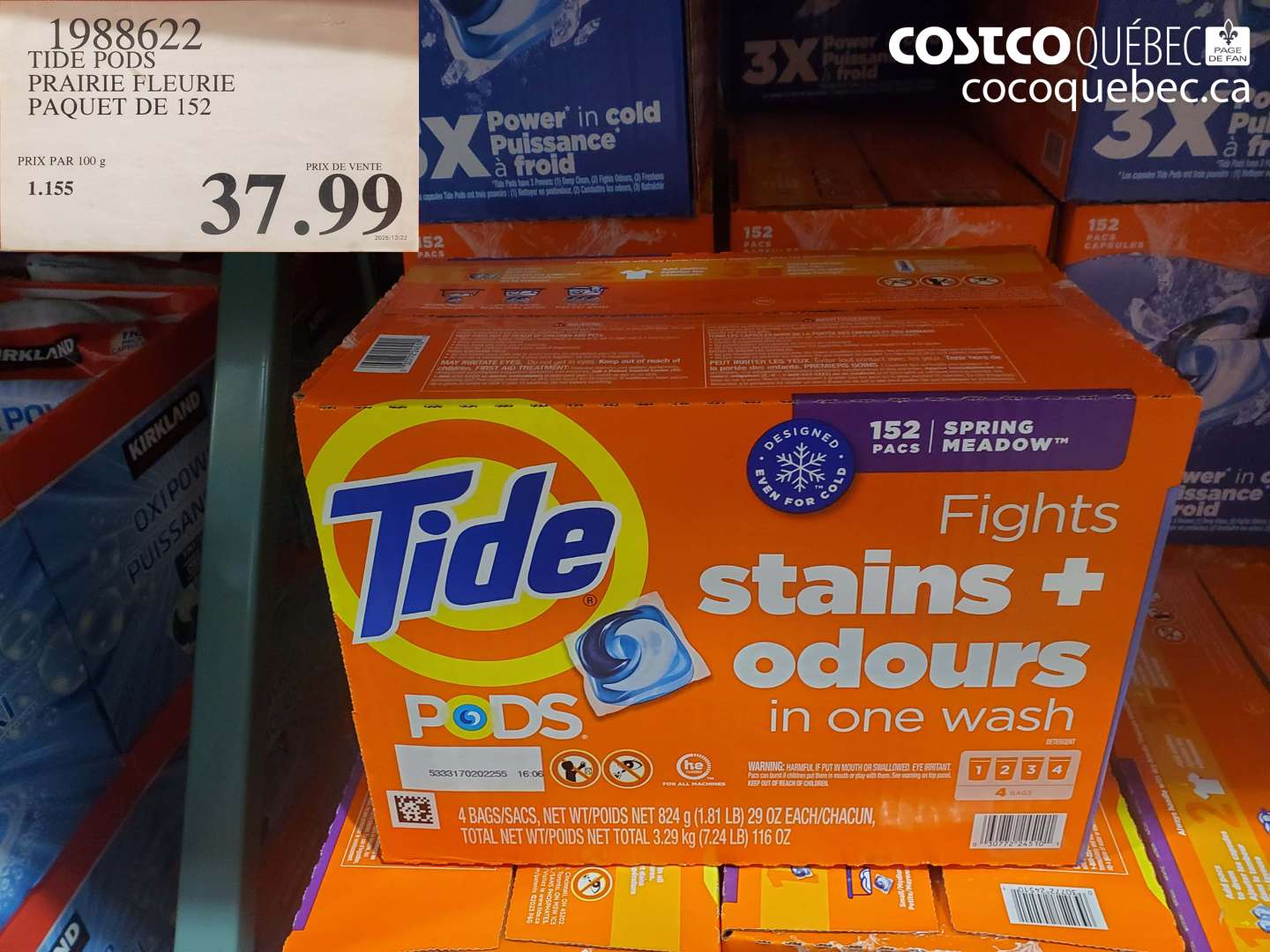 1988622 TIDE PODS PRAIRIE FLEURIE PAQUET DE 152 $37.99