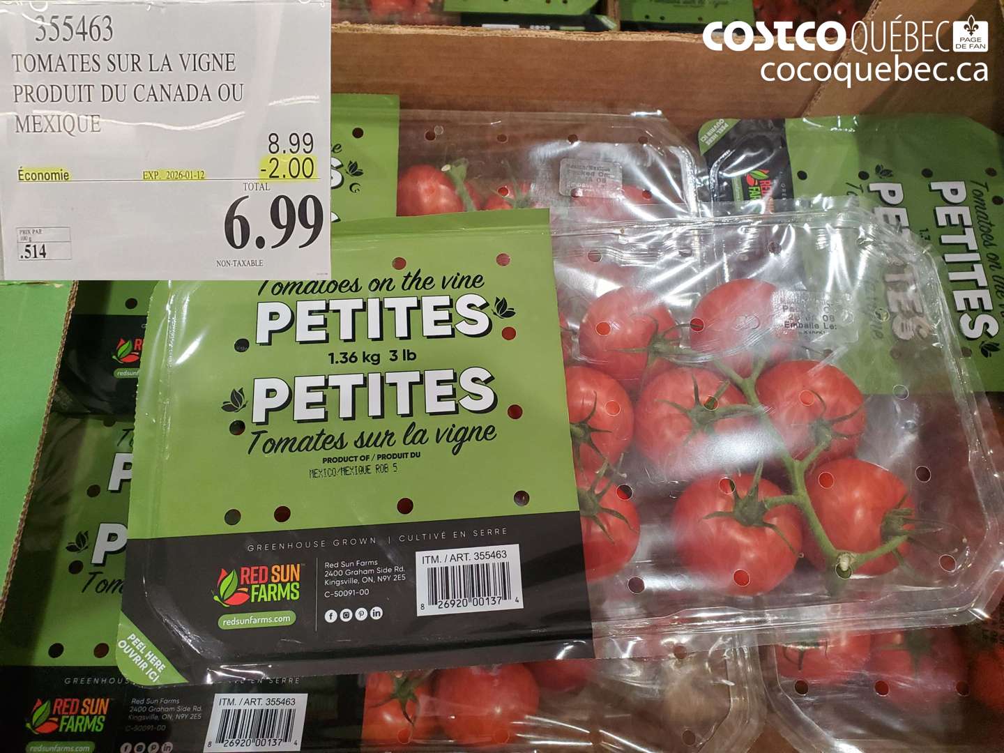 355463 TOMATES SUR VIGNE PRODUIT DU MEXIQUE  ($2.00 INSTANT SAVINGS EXPIRES ON 2026-01-12) $6.99