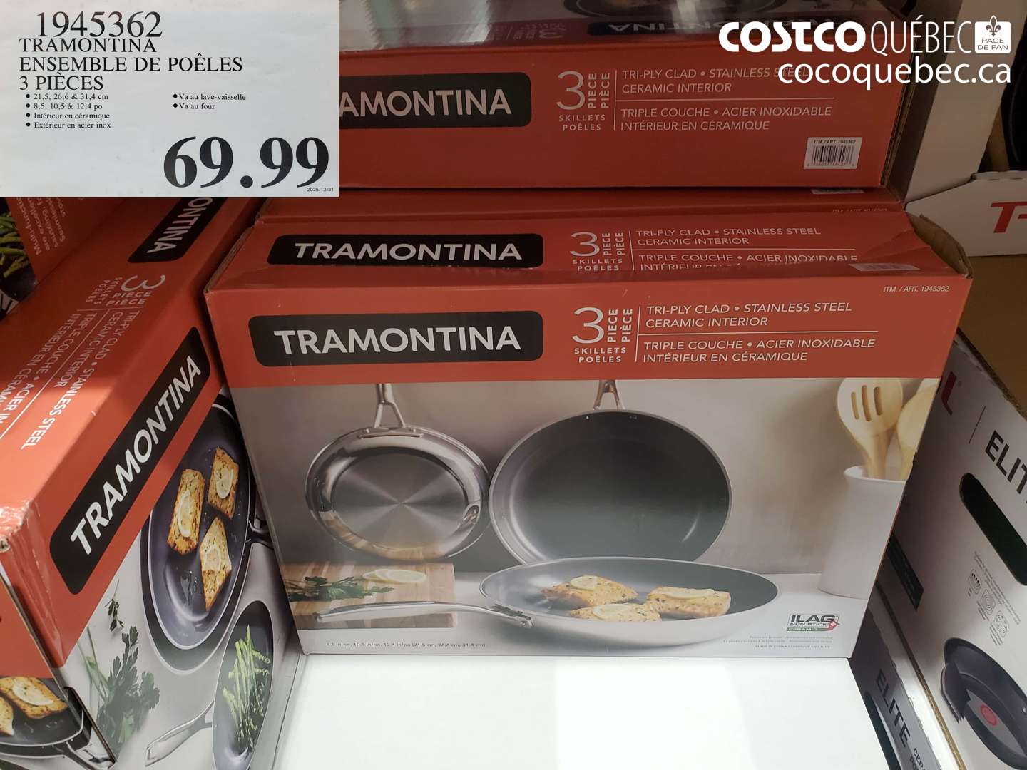 1945362 TRAMOTNINA ENSEMBLE DE POELES 3 PIECES  $69.99