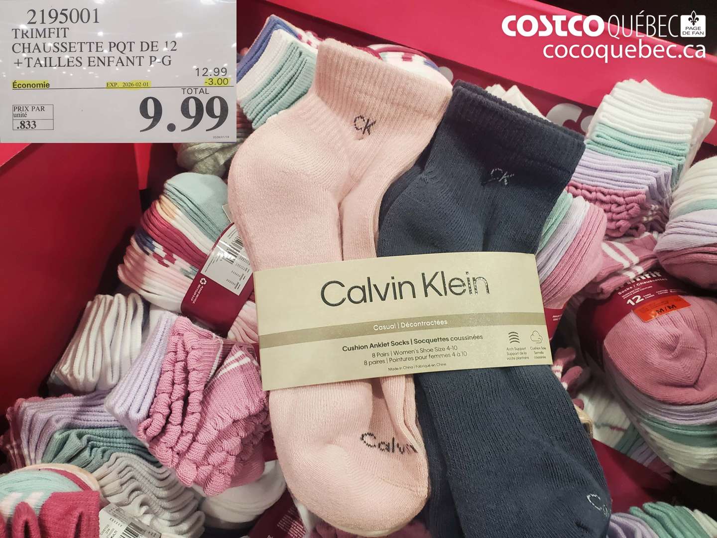 2195001 TRIMFIT CHAUSSETTE PQT DE 12 TAILLES P-G ($3.00 INSTANT SAVINGS EXPIRES ON 2026-02-01) $9.99