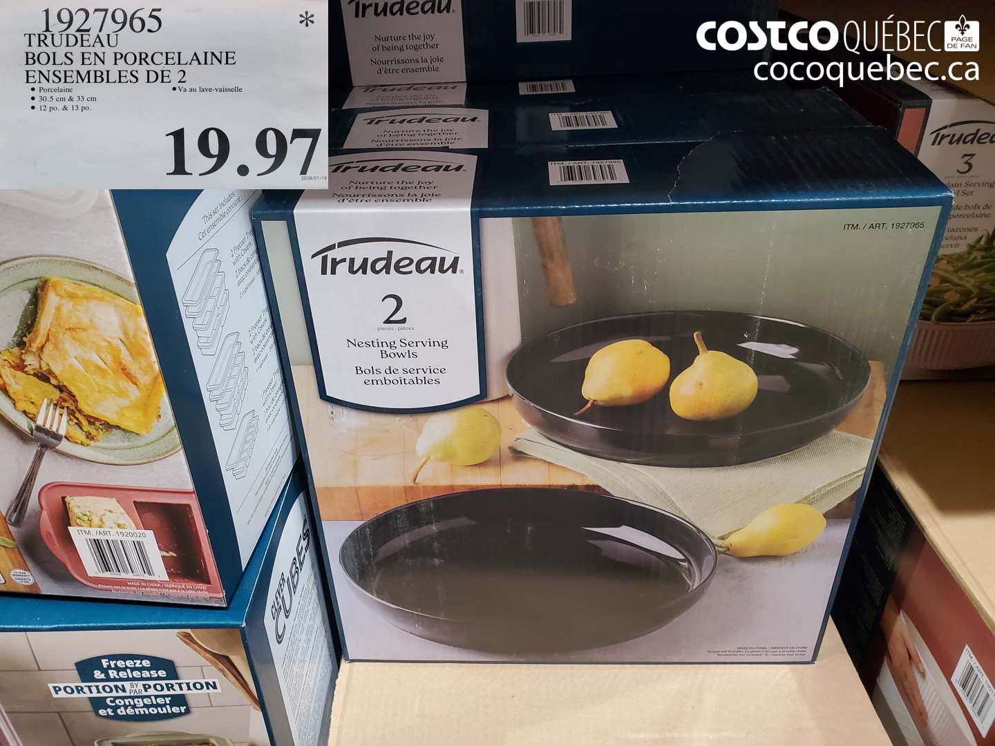1927965 TRUDEAU BOLS EN PORCELAINE ENSEMBLES DE 2 $19.97