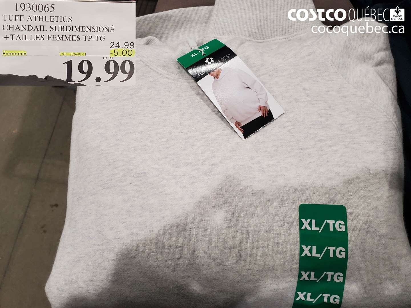 1930065 TUFF ATHLETICS CHANDAIL SURDIMENSIONE +TAILLES FEMMES TP-TG ($5.00 INSTANT SAVINGS EXPIRES ON 2026-01-11) $19.99