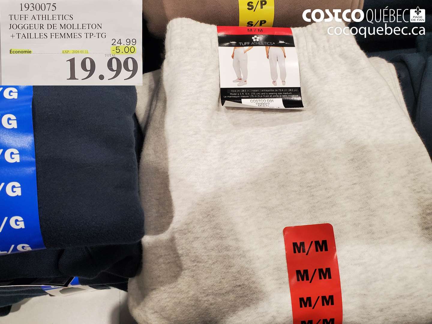 1930075 TUFF ATHLETICS JOGGEUR DE MOLLETON +TAILLES FEMMES TP-TG ($5.00 INSTANT SAVINGS EXPIRES ON 2026-01-11) $19.99