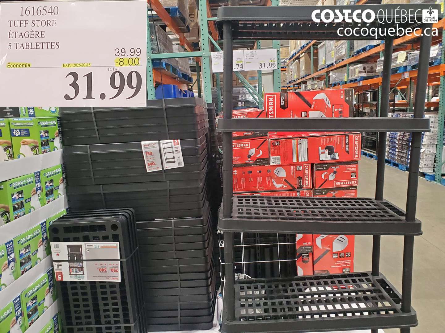 1616540 TUFF STORE ETAGERE 5 TABLETTES ($8.00 INSTANT SAVINGS EXPIRES ON 2026-02-15) $31.99