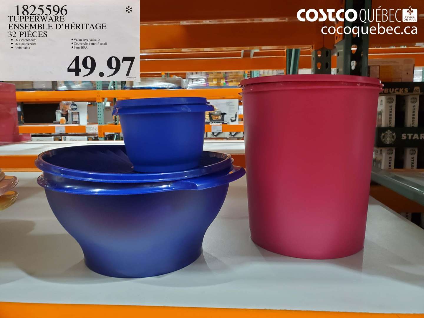 1825596 TUPPERWARE ENSEMBLE D'HÉRITAGE 32 PIECES $49.97