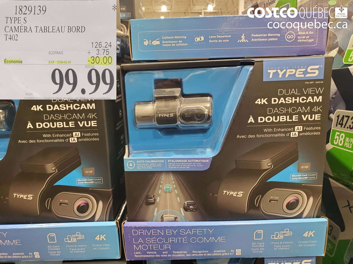 1829139 TYPE S CAMERA TABLEAU BORD T402  ($30.00 INSTANT SAVINGS EXPIRES ON 2026-02-05) $99.99