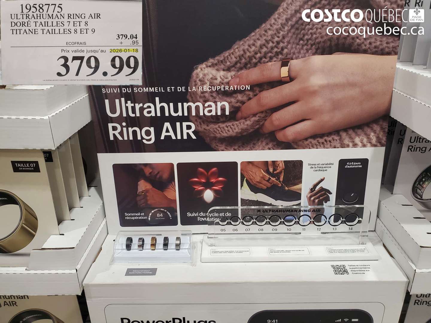 1958775 ULTRAHUMAN RING AIR DORÉ TAILLES 7 ET 8 TITANE TAILLES 8 ET 9 (EXPIRES ON 2026-01-18) $379.99