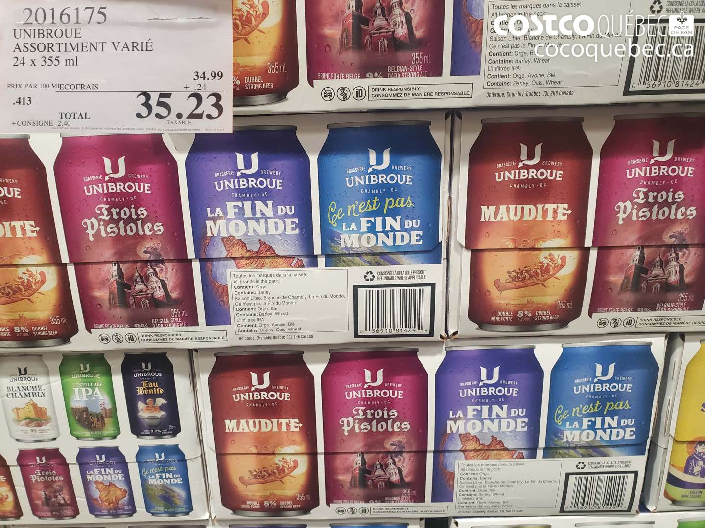 2016175 UNIBROUE ASSORTIMENT VARIÉ 24 x 355 ml $35.23