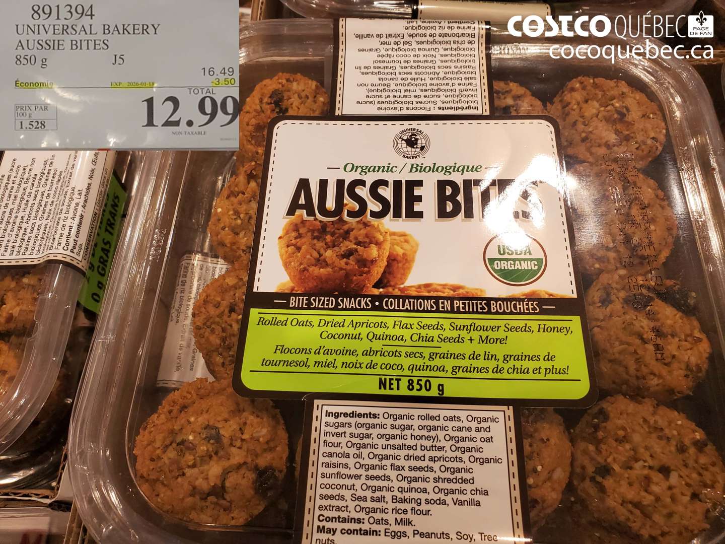 891394 UNIVERSAL BAKERY AUSSIE BITES 850 g J5 ($4.00 INSTANT SAVINGS EXPIRES ON 2026-01-18) $12.99