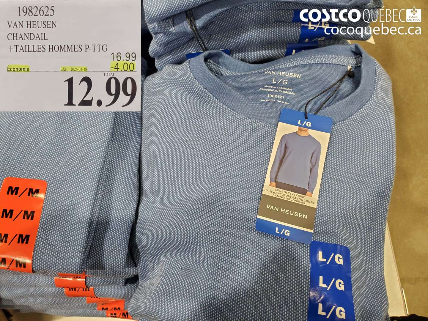 1982625 VAN HEUSEN CHANDAIL + TAILLES HOMMES P-PTG ($4.00 INSTANT SAVINGS EXPIRES ON 2026-01-18) $12.99