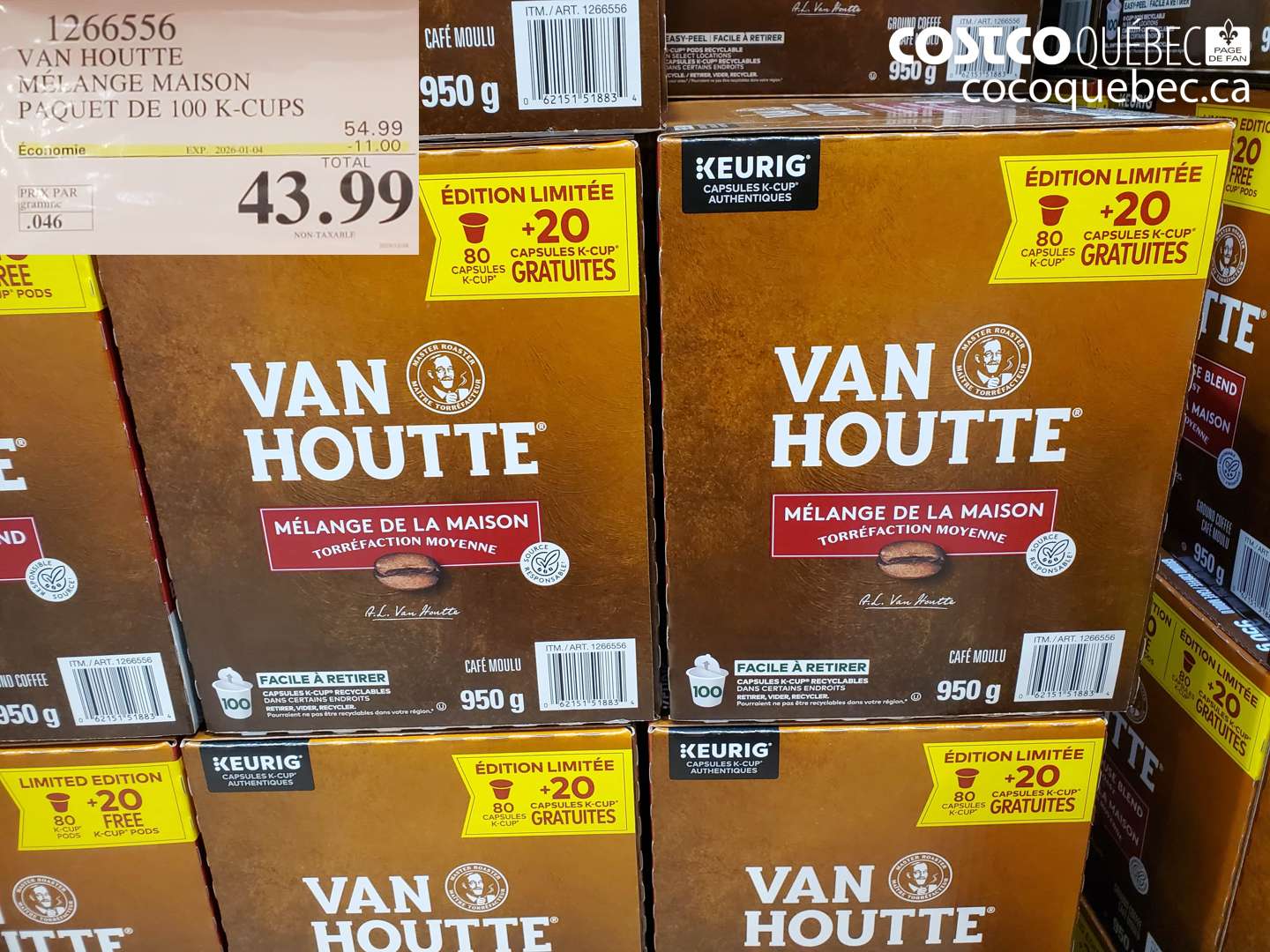 1266556 VAN HOUTTE MÉLANGE MAISON PAQUET DE 100 K-CUPS ($11.00 INSTANT SAVINGS EXPIRES ON 2026-01-04) $43.99