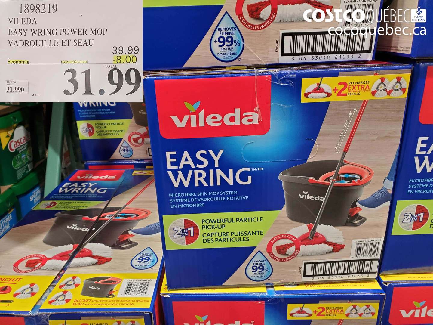 1898219 VILEDA EASY WRING POWER MOP VADROUILLE ET SEAU  ($8.00 INSTANT SAVINGS EXPIRES ON 2026-01-18) $31.99