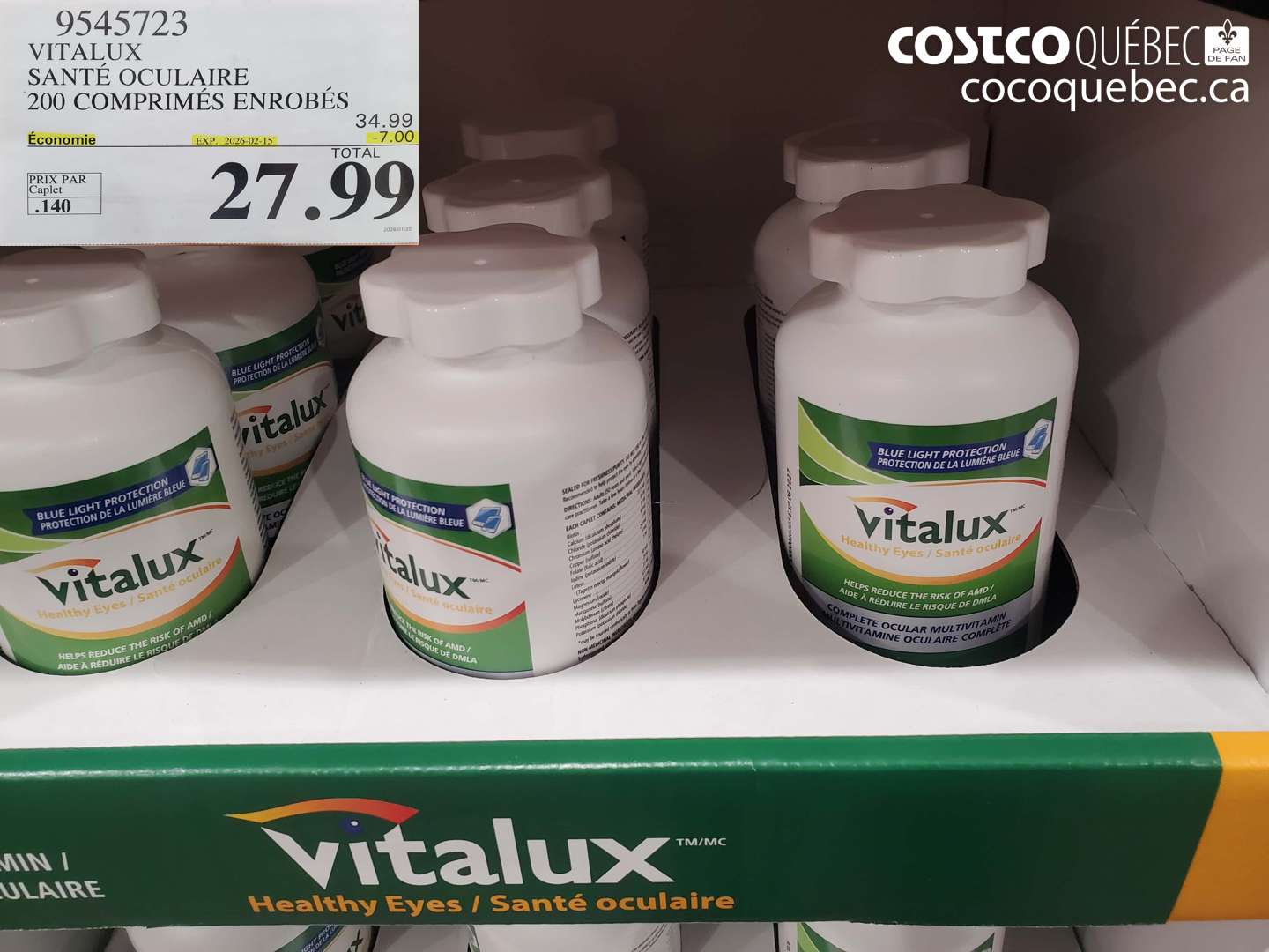 9545723 VITALUX SANTE OCULAIRE 200 COMPRIMES  ($7.00 INSTANT SAVINGS EXPIRES ON 2026-02-15) $27.99
