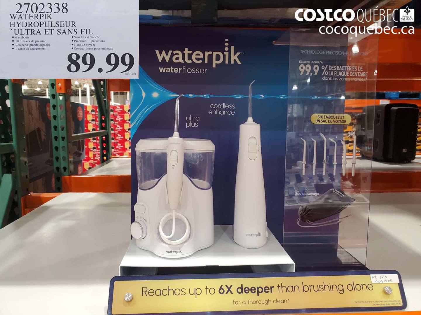 2702338 WATERPIK HYDROPULSEUR ULTRA ET SANS FIL $89.99