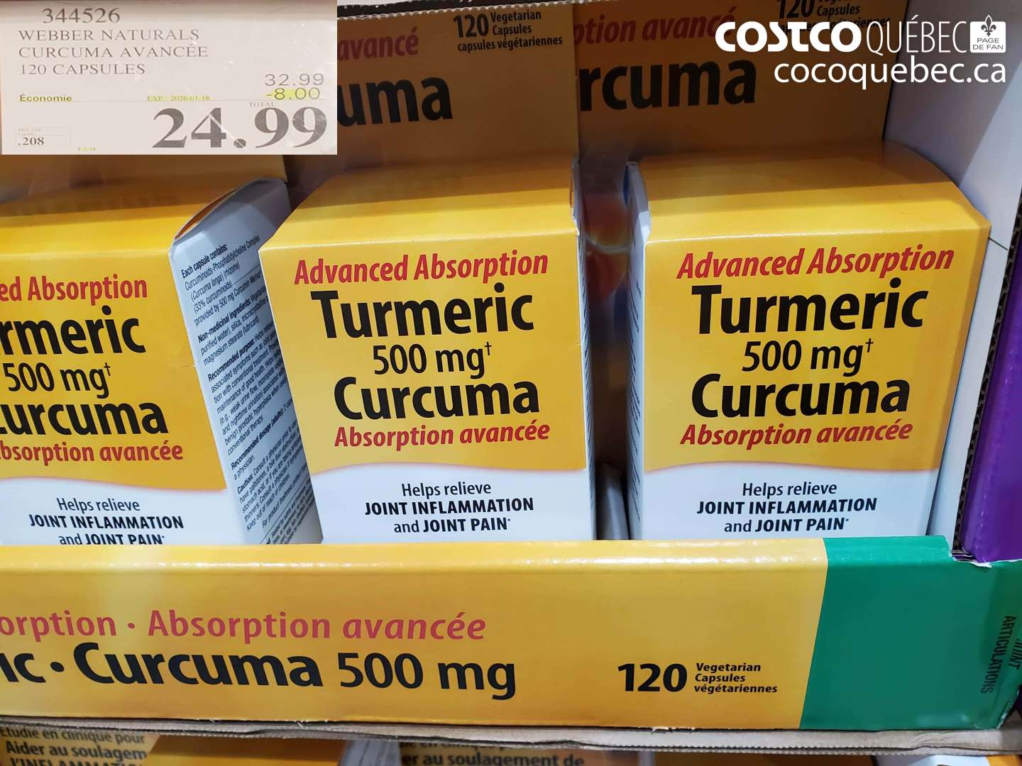 344526 WEBBER NATURALS CURCUMA AVANCÉE 120 CAPSULES ($8.00 INSTANT SAVINGS EXPIRES ON 2026-01-18) $24.99