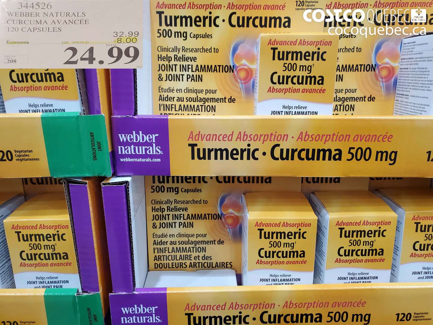 344526 WEBBER NATURALS CURCUMA AVANCÉE 120 CAPSULES ($8.00 INSTANT SAVINGS EXPIRES ON 2025-01-25) $24.99