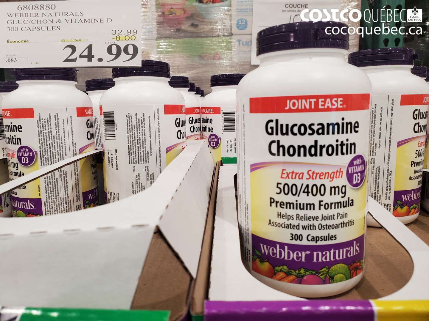 6808880 WEBBER NATURALS GLUC/CHON & VITAMINE D 300 CAPSULES ($8.00 INSTANT SAVINGS EXPIRES ON 2026-01-18) $24.99