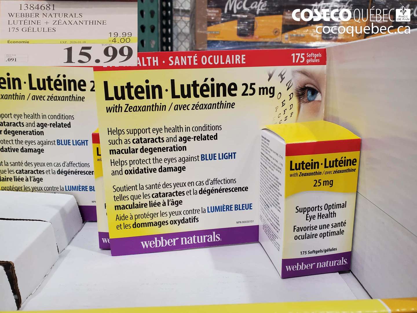 1384681 WEBBER NATURALS LUTÉINE + ZÉAXANTHINE 175 GÉLULES ($4.00 INSTANT SAVINGS EXPIRES ON 2026-01-18) $15.99