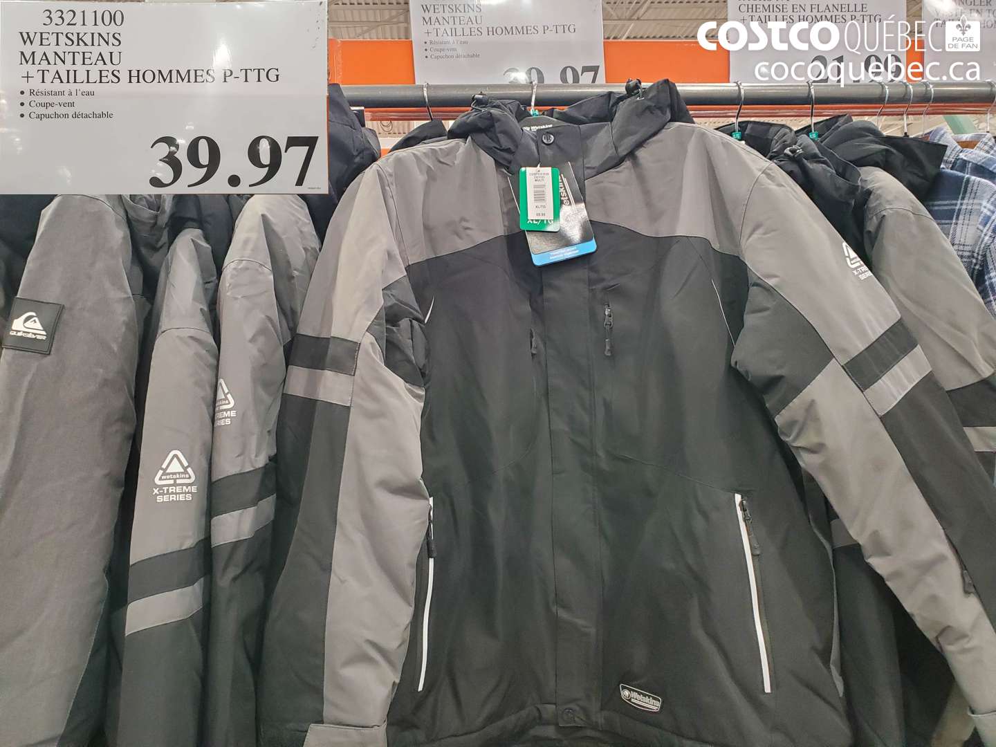 3321100 WETSKINS MANTEAU + TAILLES HOMMES P-TG $39.97
