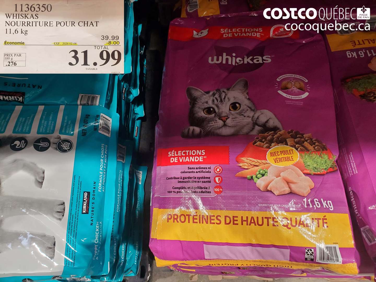 1136350 WHISKAS NOURRITURE POUR CHAT 11,6 kg ($8.00 INSTANT SAVINGS EXPIRES ON 2026-02-08) $31.99