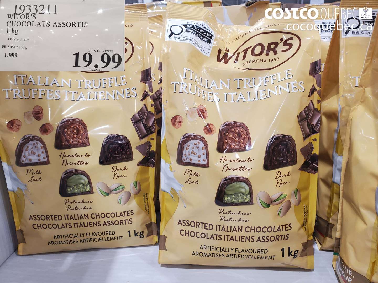 1933211 WITOR'S 1 KG CHOCOLATS ASSORTIS  $19.99