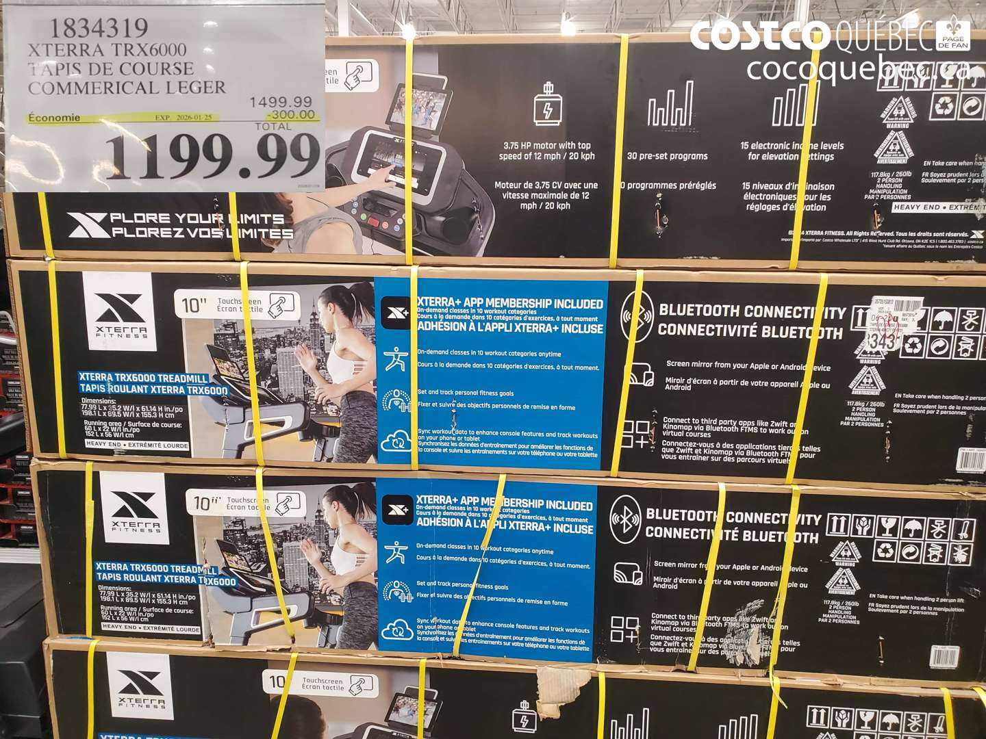 1834319 XTERRA TRX6000 TAPIS DE COURSE COMMERCIAL LÉGER ($300.00 INSTANT SAVINGS EXPIRES ON 2026-01-25) $1199.99