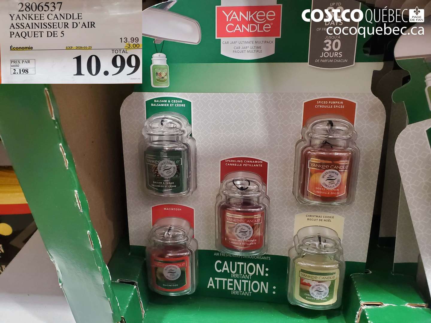 2806537 YANKEE CANDLE ASSAINISSEUR D'AIR PAQUET DE 5 ($3.00 INSTANT SAVINGS EXPIRES ON 2026-01-25) $10.99