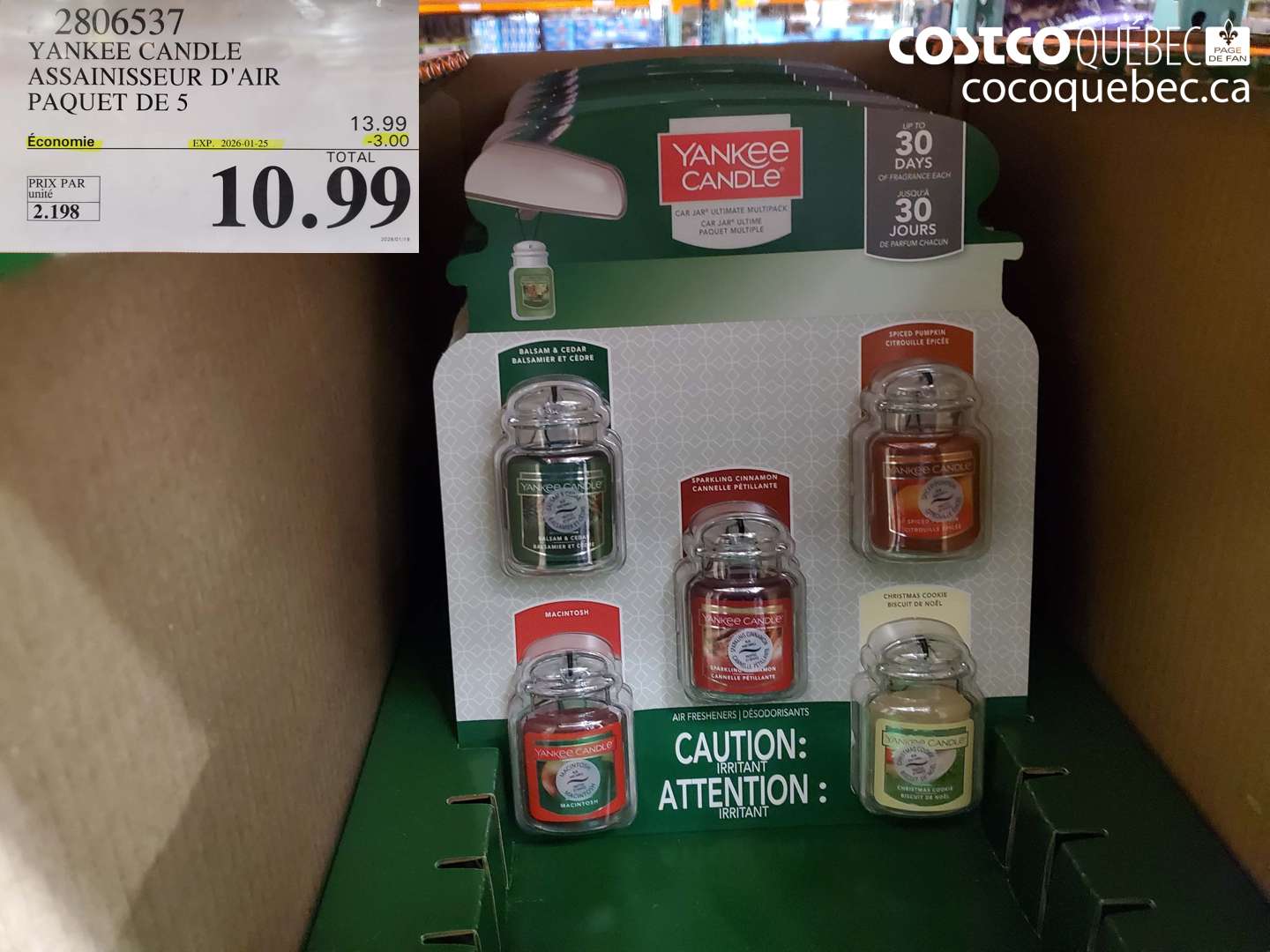 2806537 YANKEE CANDLE ASSAINISSEUR D'AIR PAQUET DE 5 ($3.00 INSTANT SAVINGS EXPIRES ON 2026-01-25) $10.99