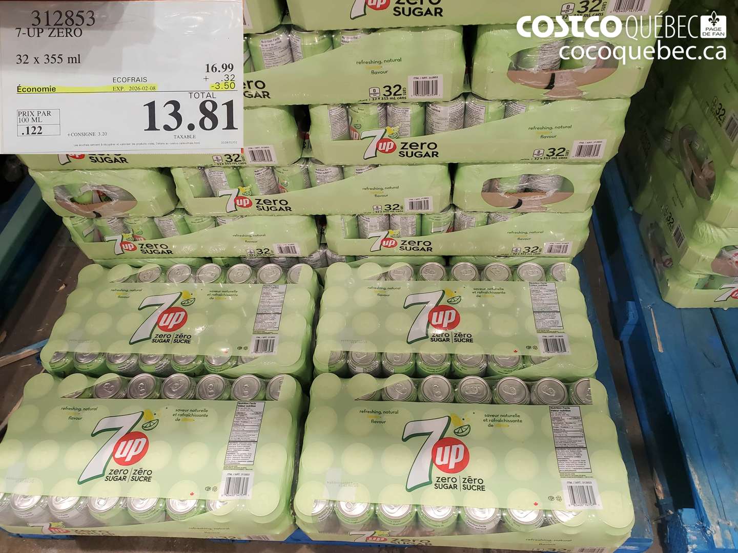 312853 7-UP ZERO 32 x 355 ml ($3.50 INSTANT SAVINGS EXPIRES ON 2026-02-08) $13.81