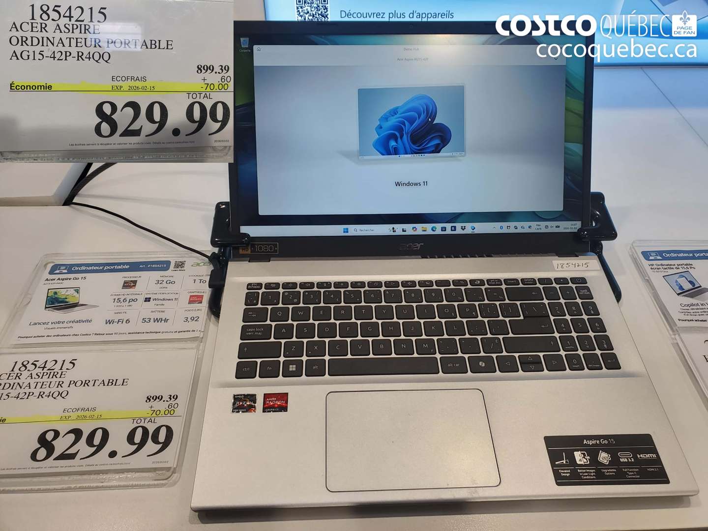 1854215 ACER ASPIRE ORDINATEUR PORTABLE AG15-42P-R4QQ ($70.00 INSTANT SAVINGS EXPIRES ON 2026-02-15) $829.99