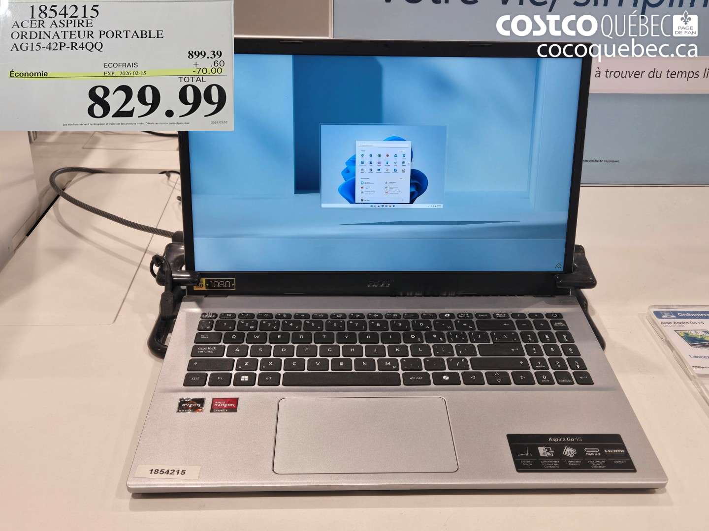 1854215 ACER ASPIRE ORDINATEUR PORTABLE AG15-42P-R4QQ ($70.00 INSTANT SAVINGS EXPIRES ON 2026-02-15) $829.99