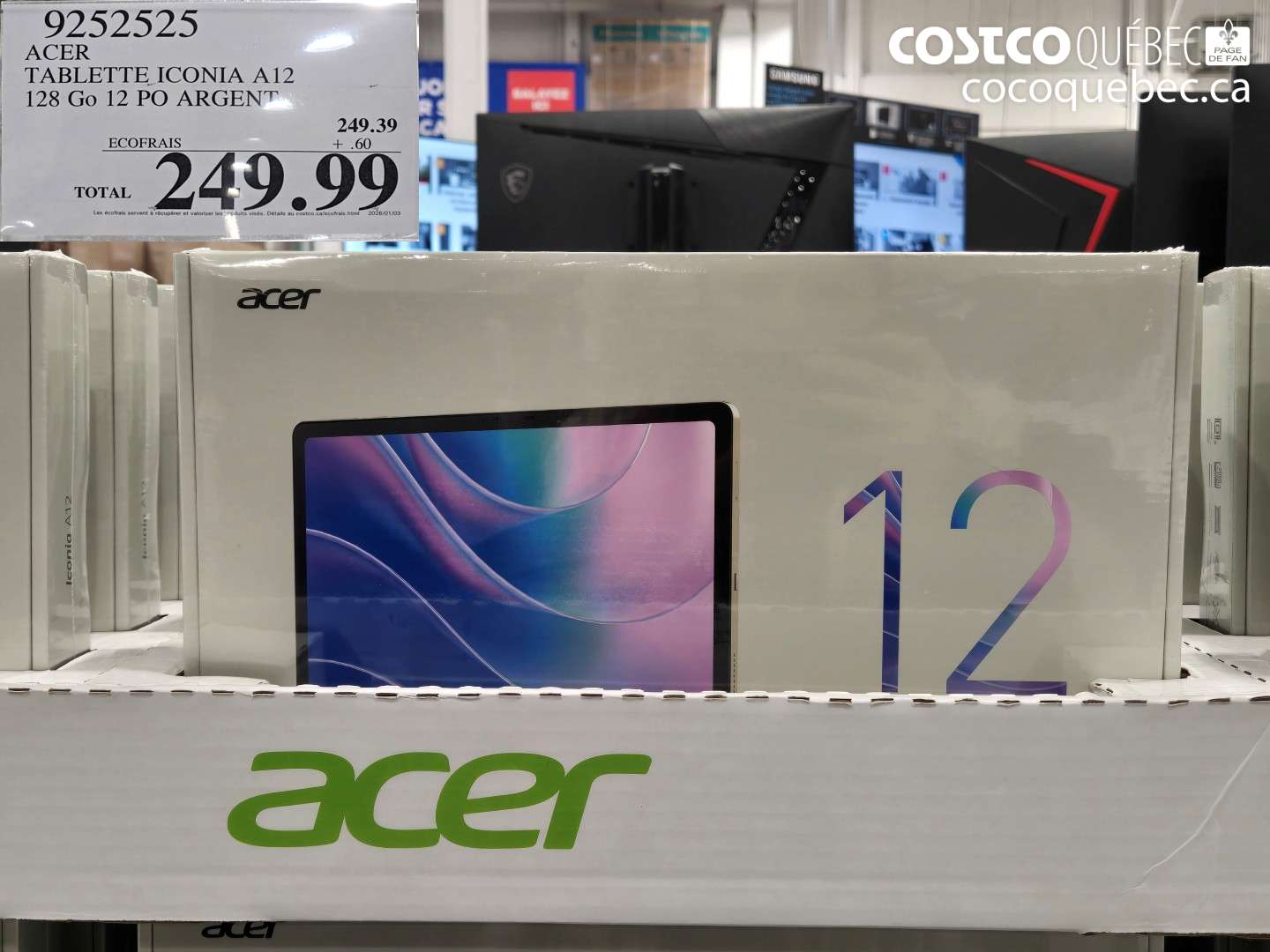 9252525 ACER TABLETTE ICONIA A12 128 Go 12 PO ARGENT $249.99