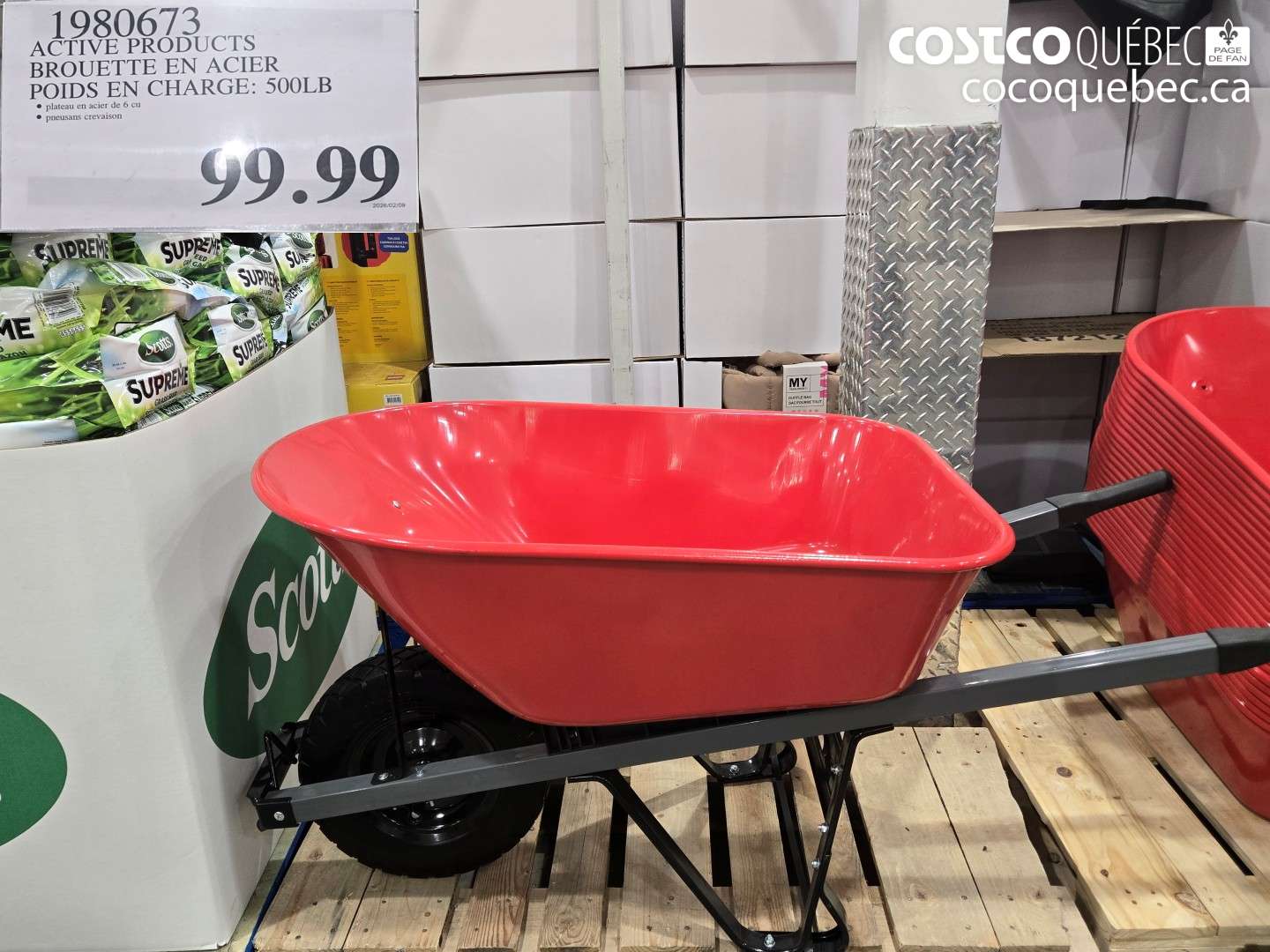 1980673 ACTIVE PRODUCTS BROUETTE EN ACIER POIDS EN CHARGE $99.99