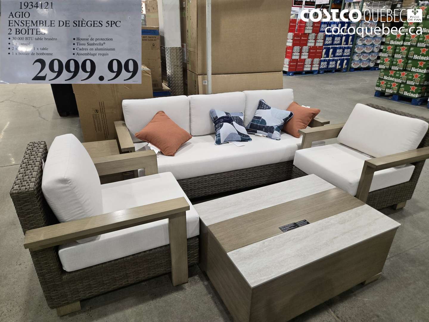 1934121 AGIO ENSEMBLE DE SIÈGES 5PC 2 BOITES $2999.99