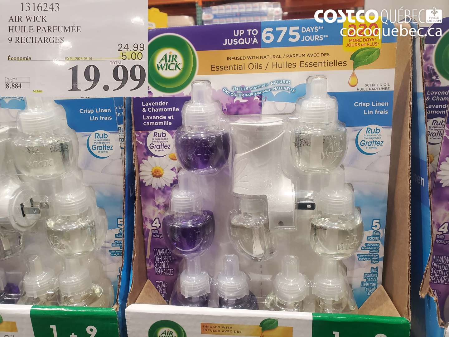 1316243 AIR WICK HUILE PARFUMÉE 9 RECHARGES ($5.00 INSTANT SAVINGS EXPIRES ON 2026-03-01) $19.99