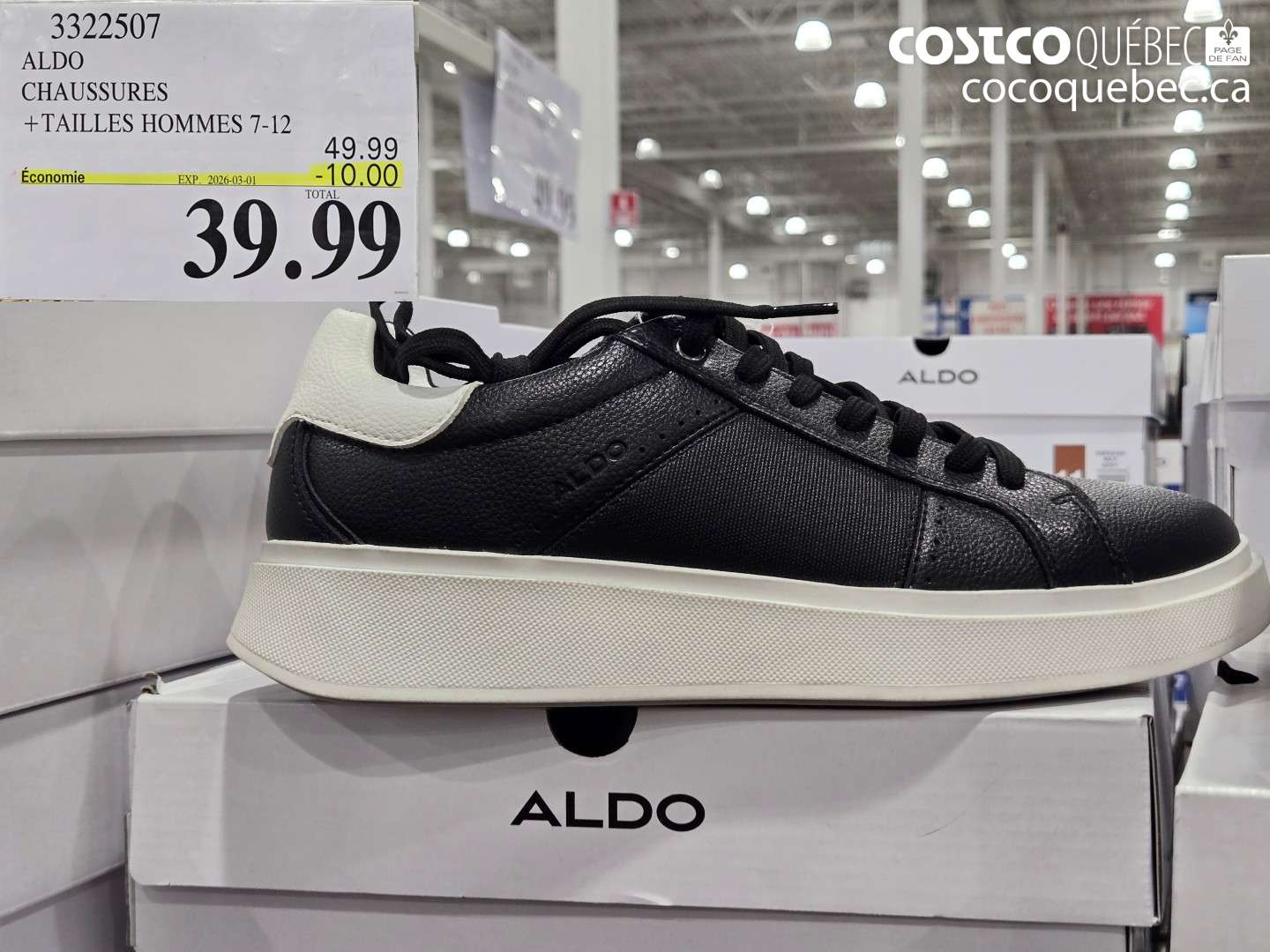 3222507 ALDO CHAUSSURES +TAILLES HOMMES 7-12 ($10.00 INSTANT SAVINGS EXPIRES ON 2026-03-01) $39.99