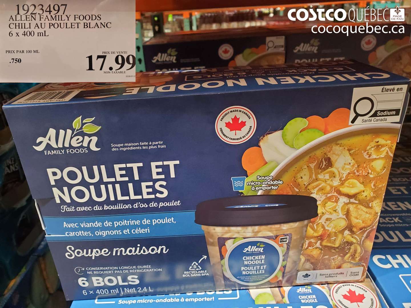 1923497 ALLEN FAMILY FOODS CHILI AU POULET BLANC 6 x 400 mL $17.99