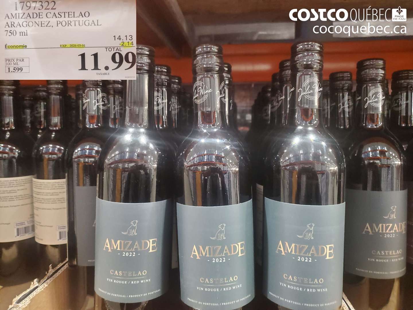 1797322 AMIZADE CASTELO ARAGONEZ, PORTUGAL 750 ml ($2.14 INSTANT SAVINGS EXPIRES ON 2026-03-01) $11.99