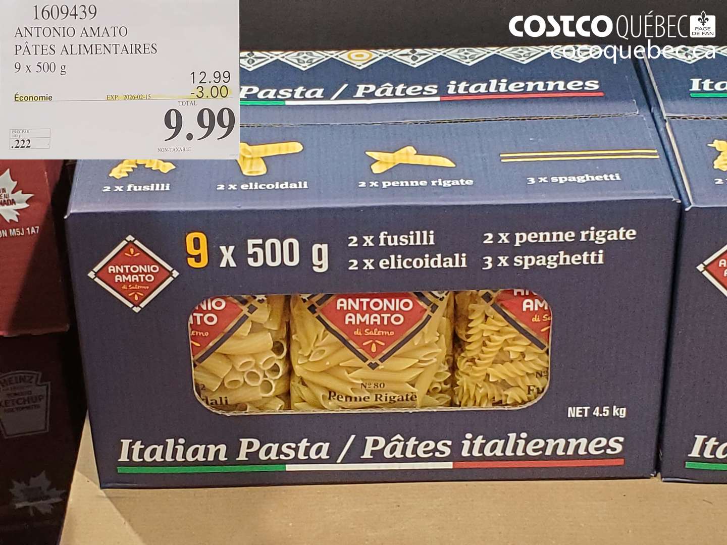 1609439 ANTONIO AMATO PÂTES ALIMENTAIRES 9 x 500 g ($3.00 INSTANT SAVINGS EXPIRES ON 2026-02-15) $9.99