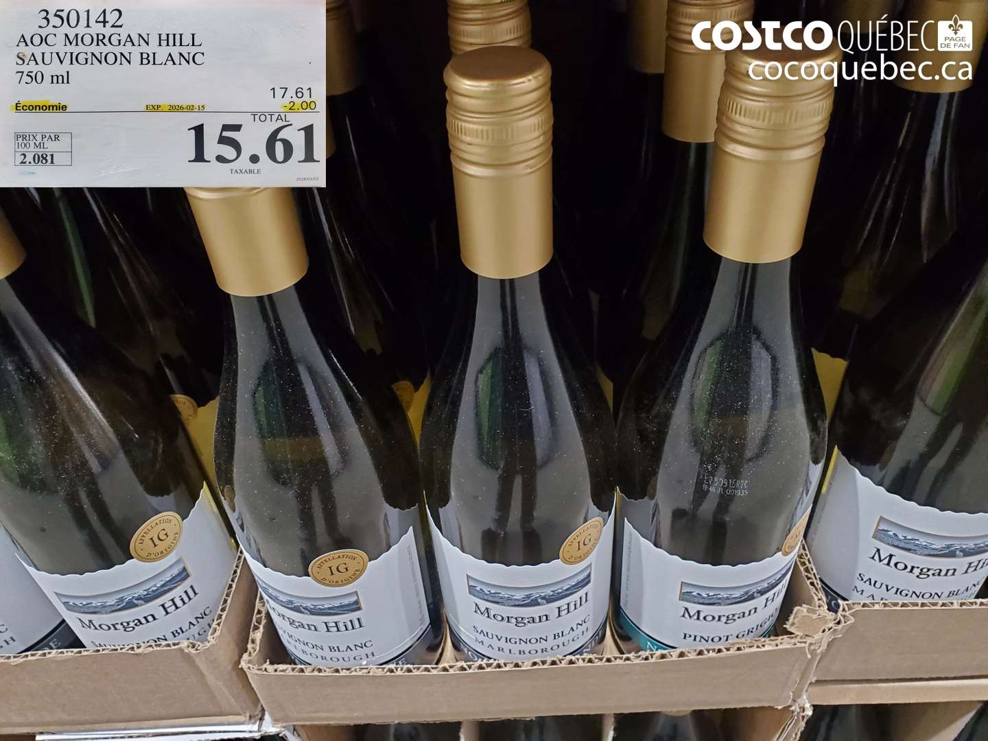 350142 AOC MORGAN HILL SAUVIGNON BLANC 750 ml ($2.00 INSTANT SAVINGS EXPIRES ON 2026-02-15) $15.61