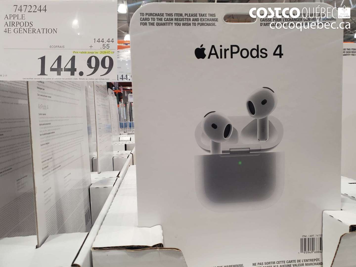 7472244 APPLE AIRPODS 4E GENERATION (EXPIRES ON 2026-02-19) $144.99