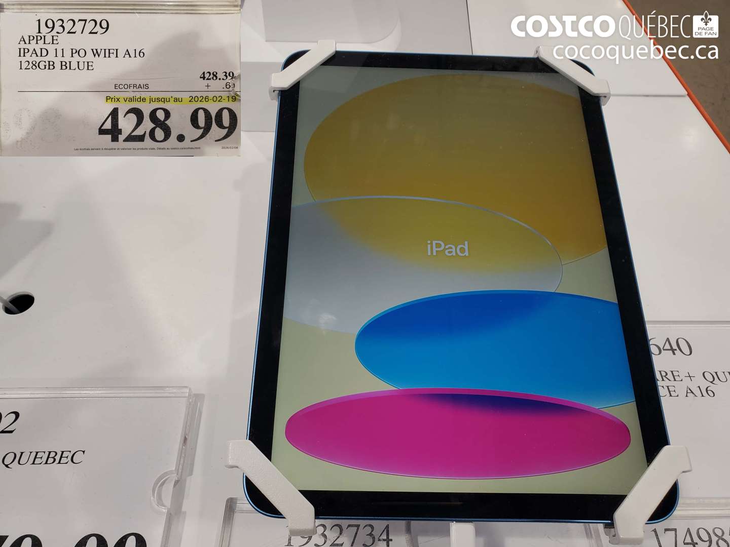 1932729 APPLE IPAD 11 PO WIFI A16 128GB BLUE (EXPIRES ON 2026-02-19) $428.99