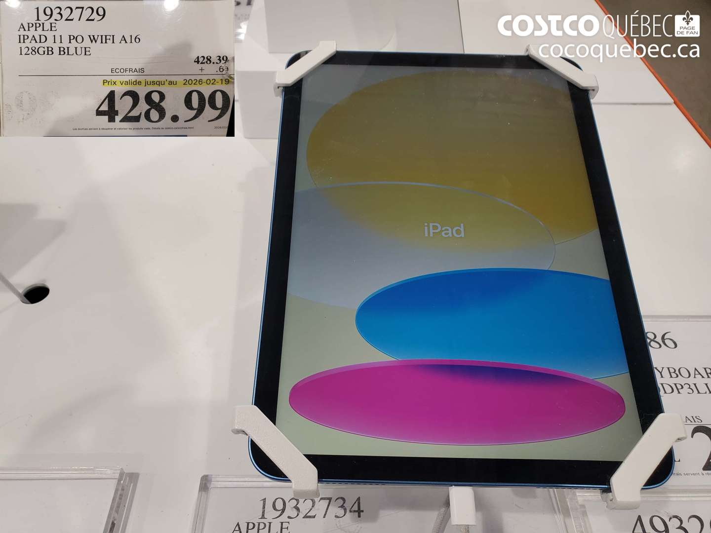 1932729 APPLE IPAD 11 PO WIFI A16 128GB BLUE (EXPIRES ON 2026-02-19) $428.99