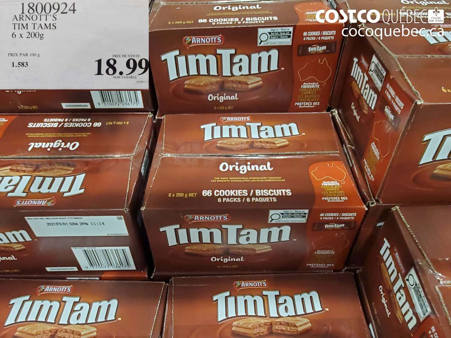 1800924 ARNOTT'S TIM TAMS 6 x 200g $18.99