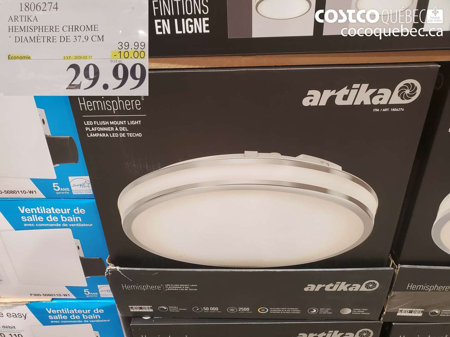 1806274 ARTIKA HEMISPHERE CHROME DIAMÈTRE DE 37,9 CM ($10.00 INSTANT SAVINGS EXPIRES ON 2026-02-15) $29.99