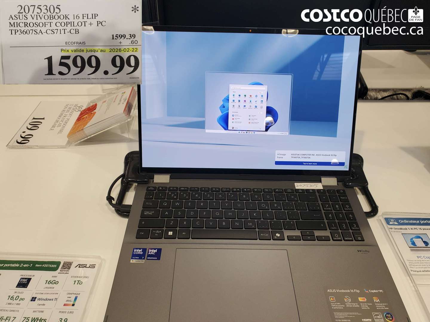 2075305 ASUS VIVOBOK 16 FLIP MICROSOFT COPILOT + PC TP3607SA-CS71T-CB (EXPIRES ON 2026-02-22) $1599.99