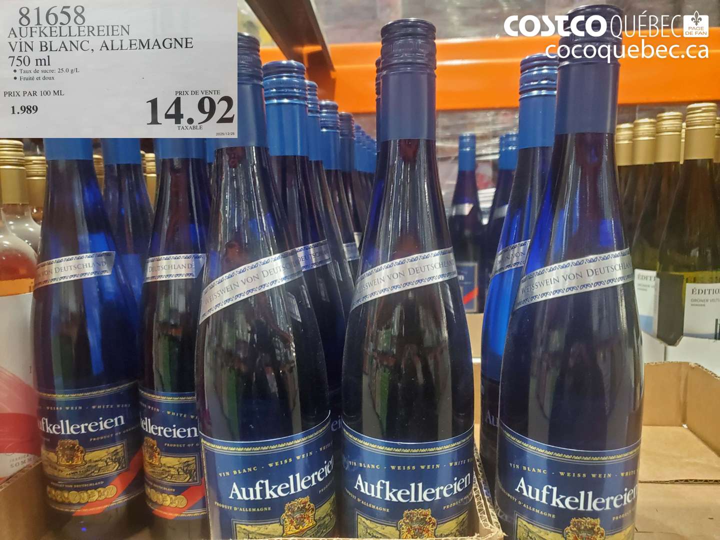 81658 AUFKELLEREIEN VIN BLANC, ALLEMAGNE 750 ml $14.92